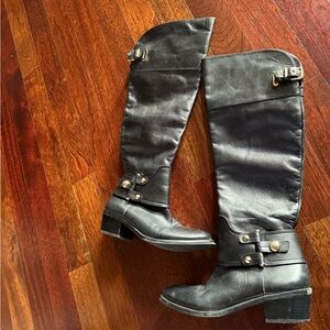 Vince Camuto Black Knee-High Leather Boots